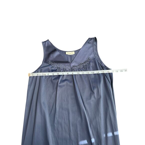 VTG‎ Vanity Fair Blue Dainty Sleeveless Embroidered Intimate Slip Dress Small - Picture 9 of 11